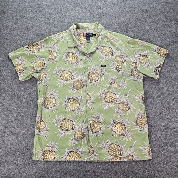 Chaps Ralph Lauren Hawaiian Shirt Mens XL Pineapple Vintage Button‎ Up Beach - Picture 1 of 8